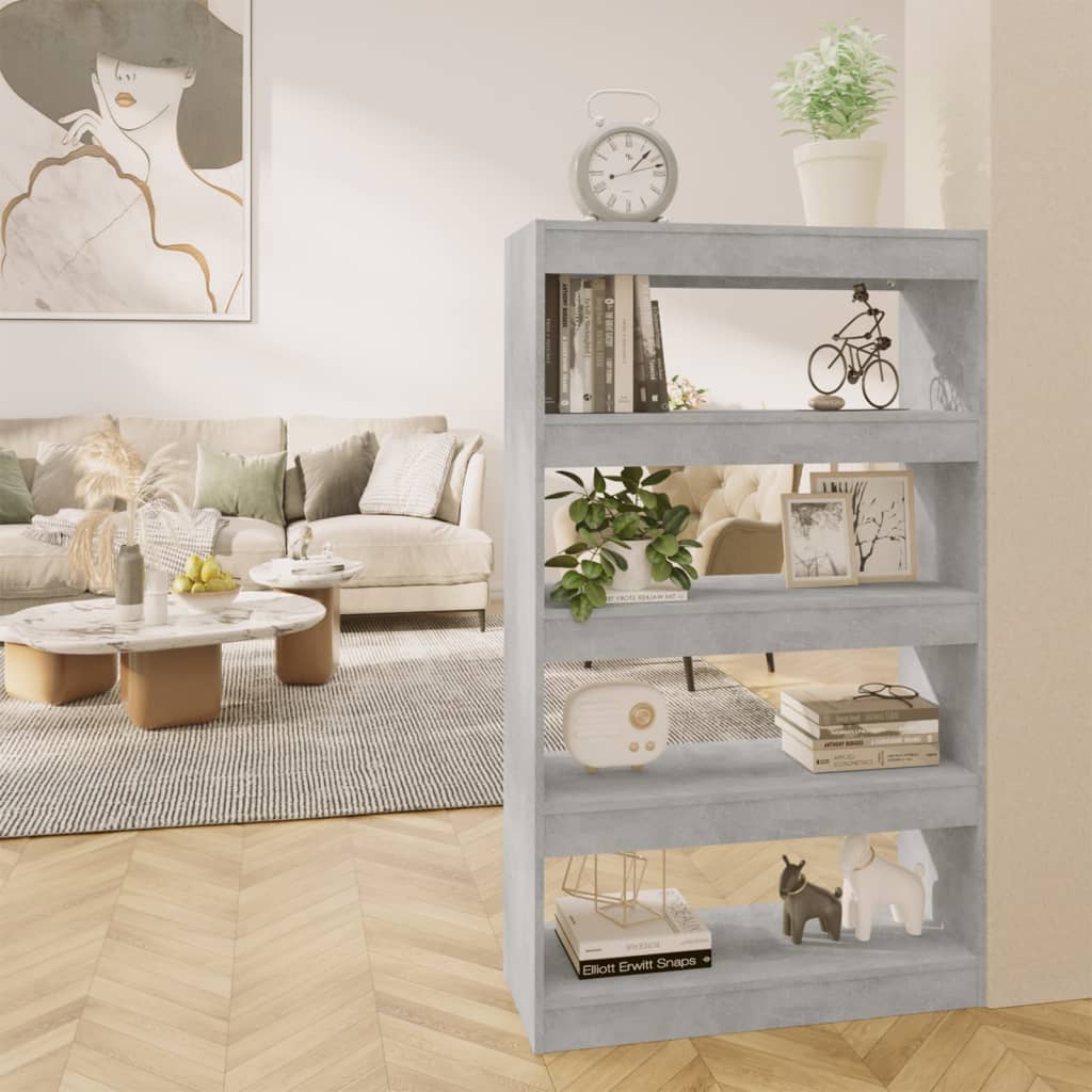Bibliothèque/Séparateur pièce Gris béton 80x30x135 cm Aggloméré
