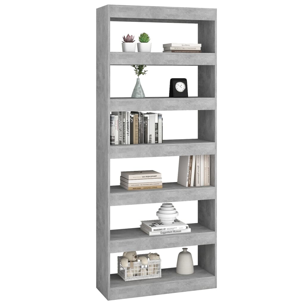 Bibliothèque de séparation Gris béton 80x30x198 cm Aggloméré