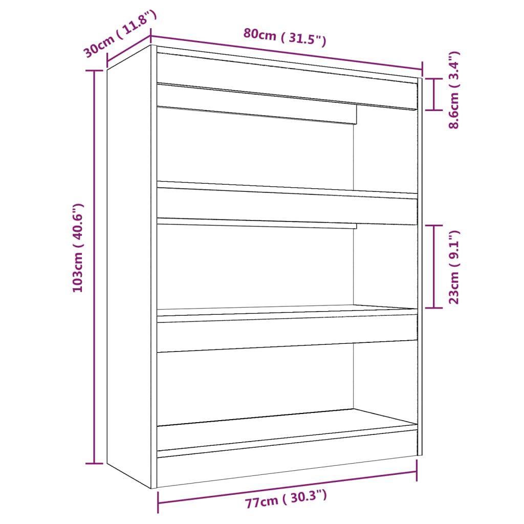 Bibliothèque/Cloison Chêne marron 80x30x103 cm Bois ingénierie