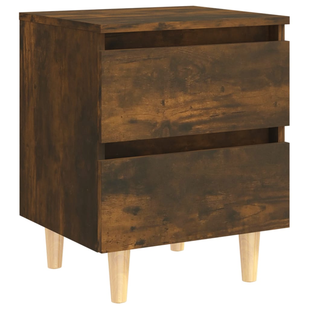 Table de chevet avec pieds en bois Chêne fumé 40x35x50 cm