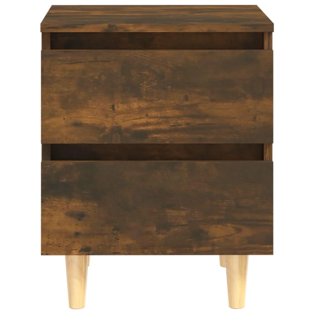 Table de chevet avec pieds en bois Chêne fumé 40x35x50 cm