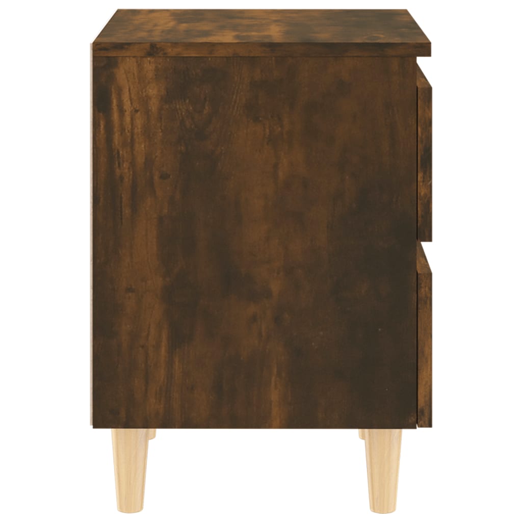 Table de chevet avec pieds en bois Chêne fumé 40x35x50 cm