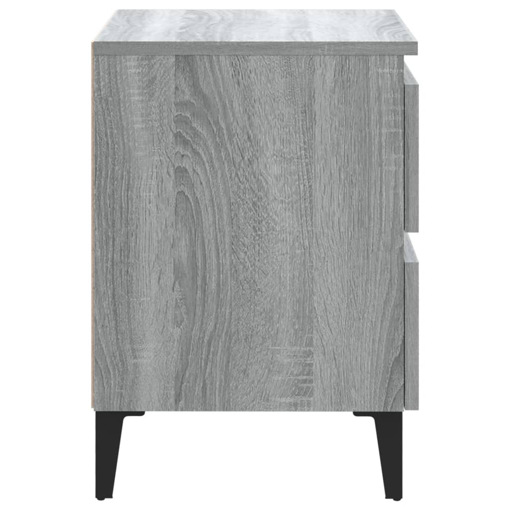 Table de chevet avec pieds en métal Sonoma gris 40x35x50 cm