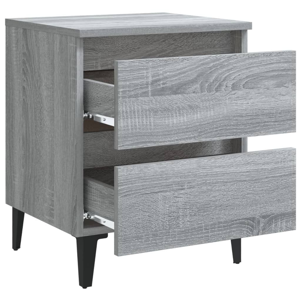 Table de chevet avec pieds en métal Sonoma gris 40x35x50 cm