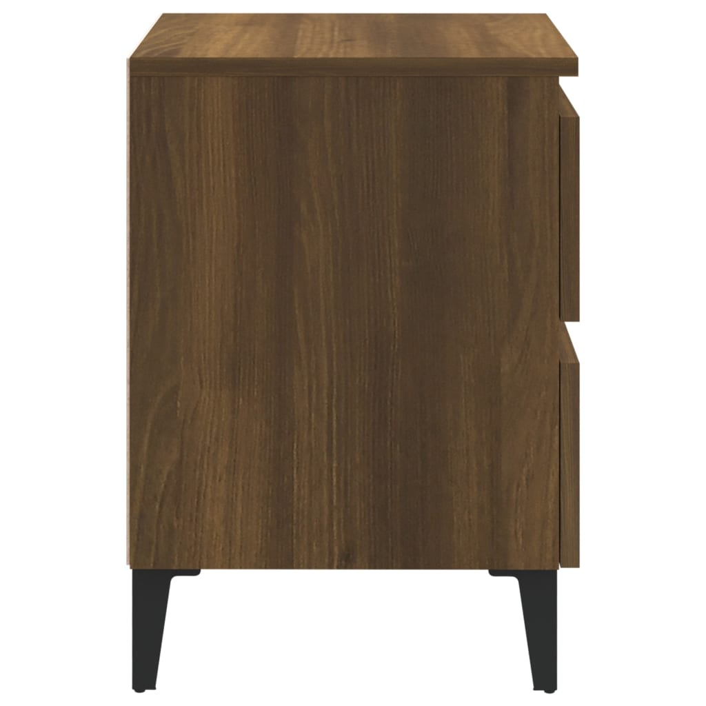 Table de chevet avec pieds en métal Chêne marron 40x35x50 cm