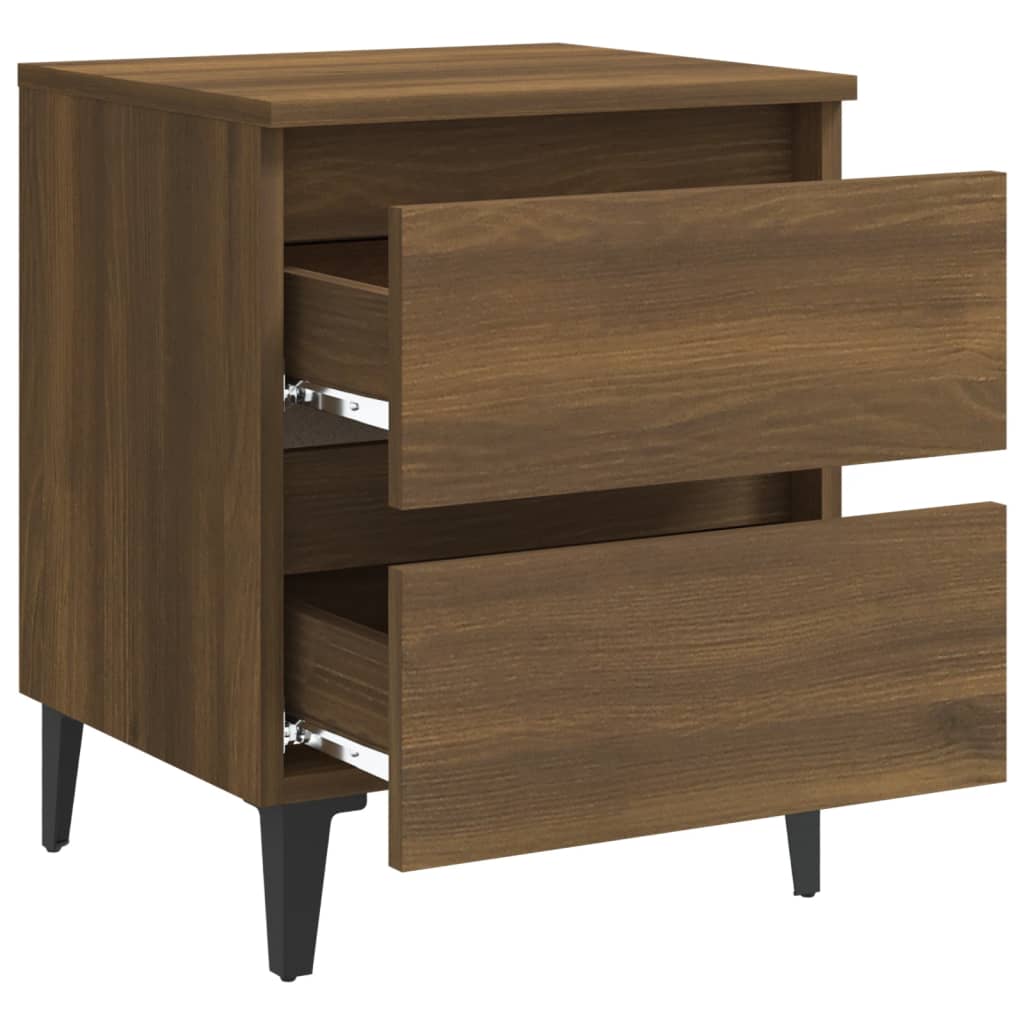 Table de chevet avec pieds en métal Chêne marron 40x35x50 cm