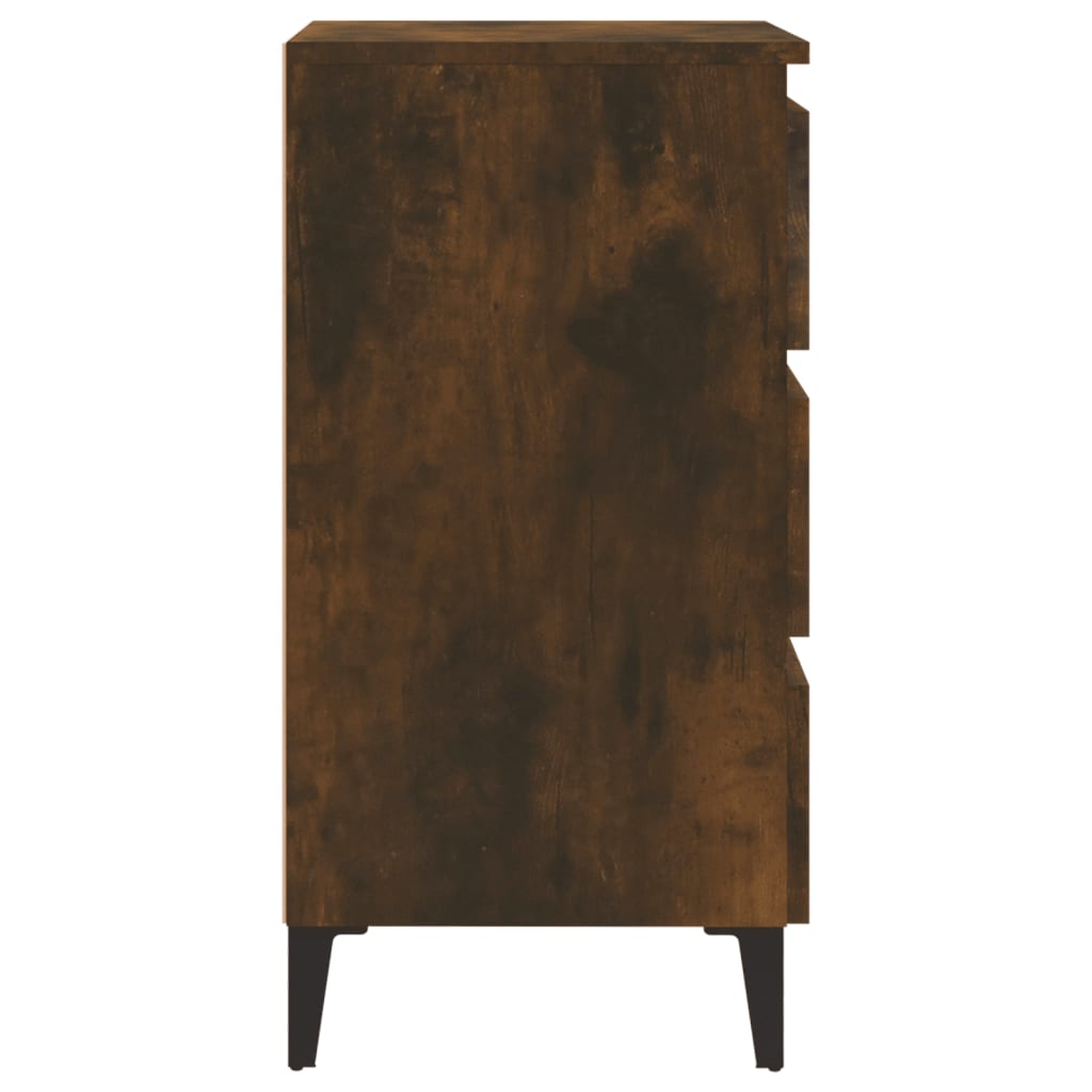 Table de chevet avec pieds en métal Chêne fumé 40x35x69 cm