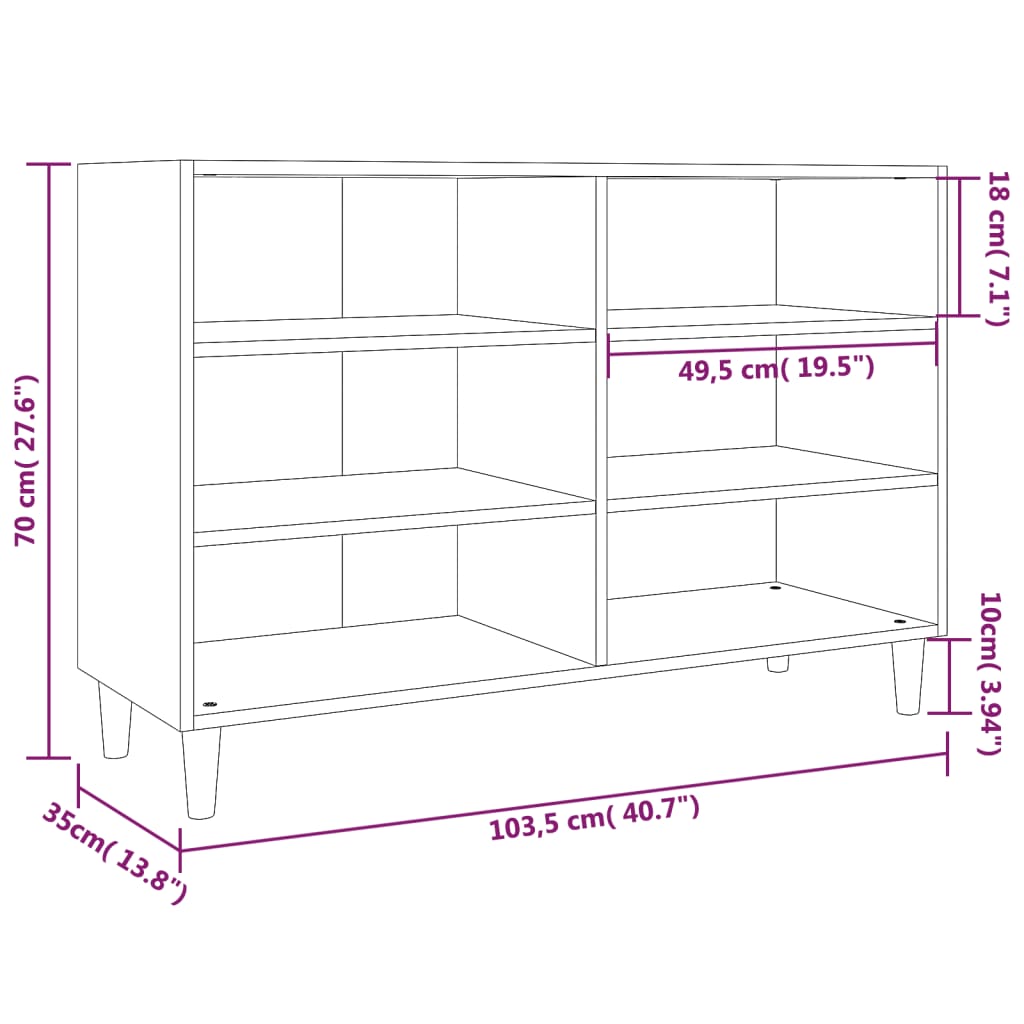 Buffet Chêne fumé 103,5x35x70 cm Aggloméré