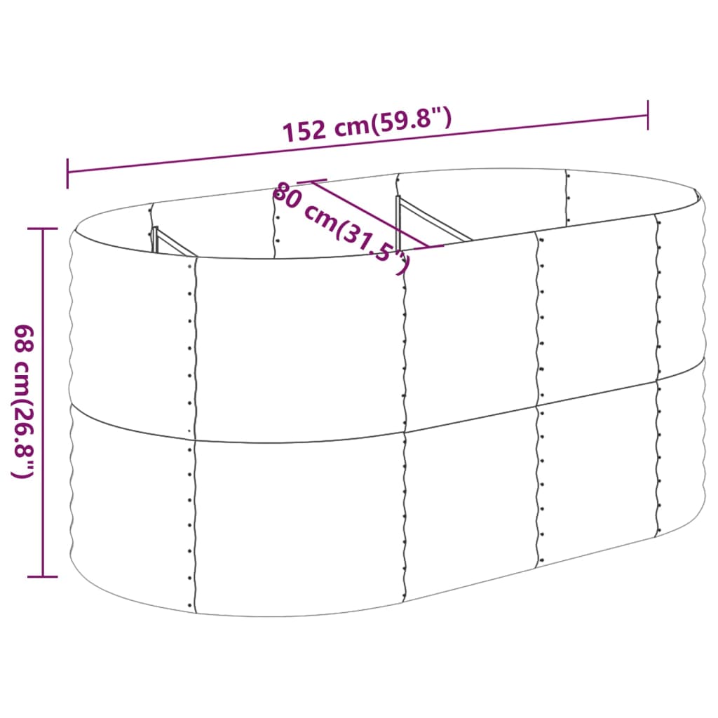 Jardinière Acier enduit de poudre 152x80x68 cm Argenté
