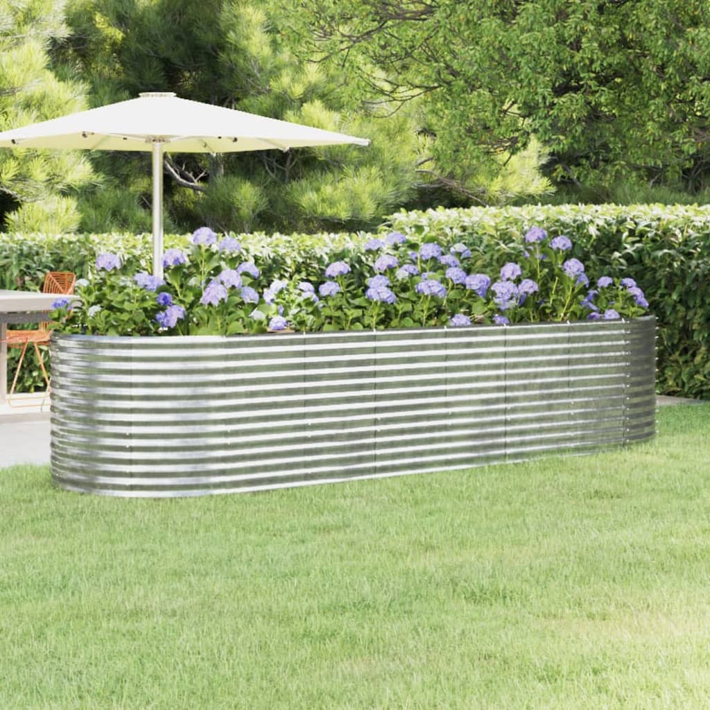 Jardinière Acier enduit de poudre 322x100x68 cm Argenté