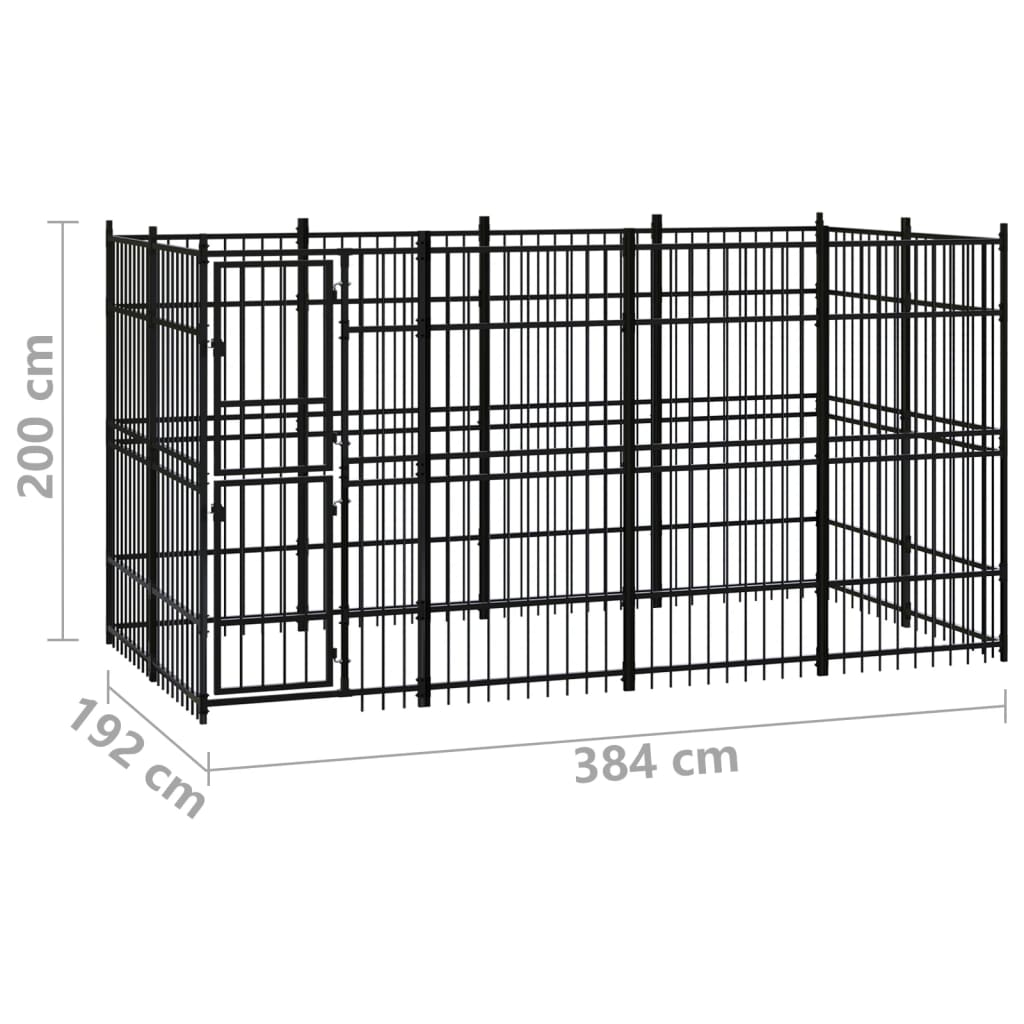 Chenil d'extérieur pour chiens Acier 7,37 m²