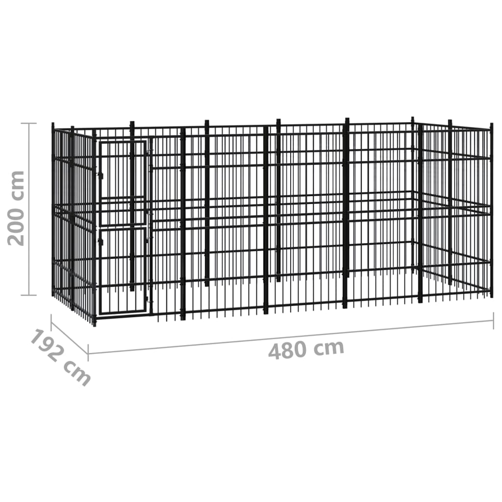 Chenil d'extérieur pour chiens Acier 9,22 m²