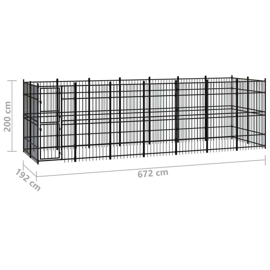 Chenil d'extérieur pour chiens Acier 12,9 m²