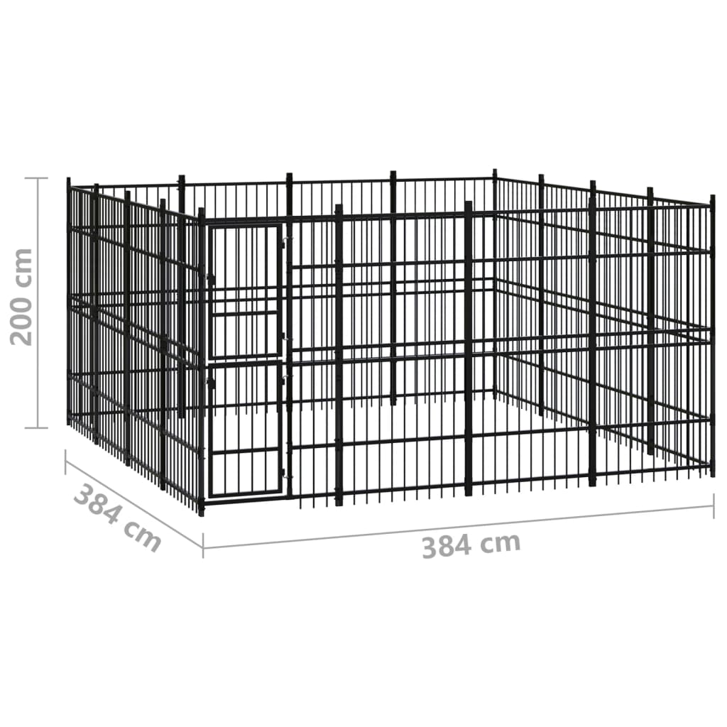 Chenil d'extérieur pour chiens Acier 14,75 m²