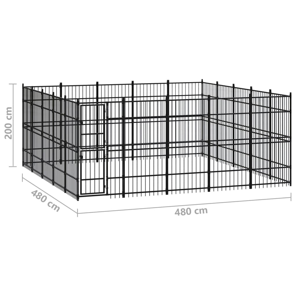 Chenil d'extérieur pour chiens Acier 23,04 m²