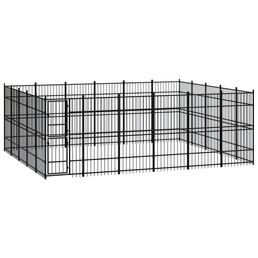 Chenil d'extérieur pour chiens Acier 27,65 m²