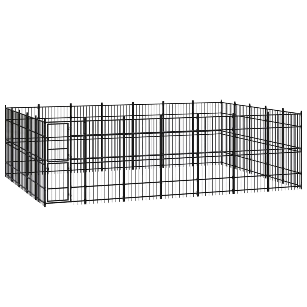 Chenil d'extérieur pour chiens Acier 32,26 m²