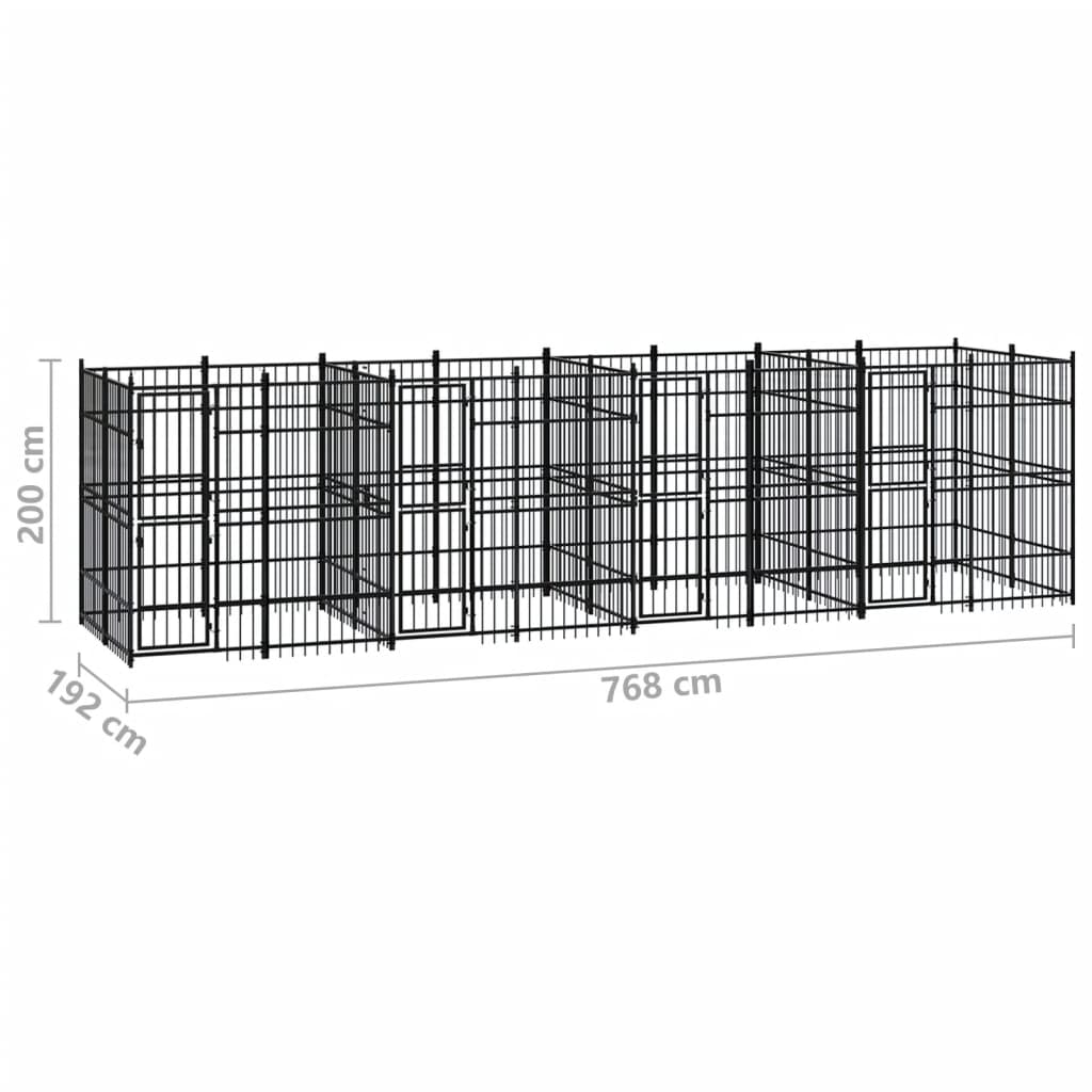 Chenil d'extérieur pour chiens Acier 14,75 m²
