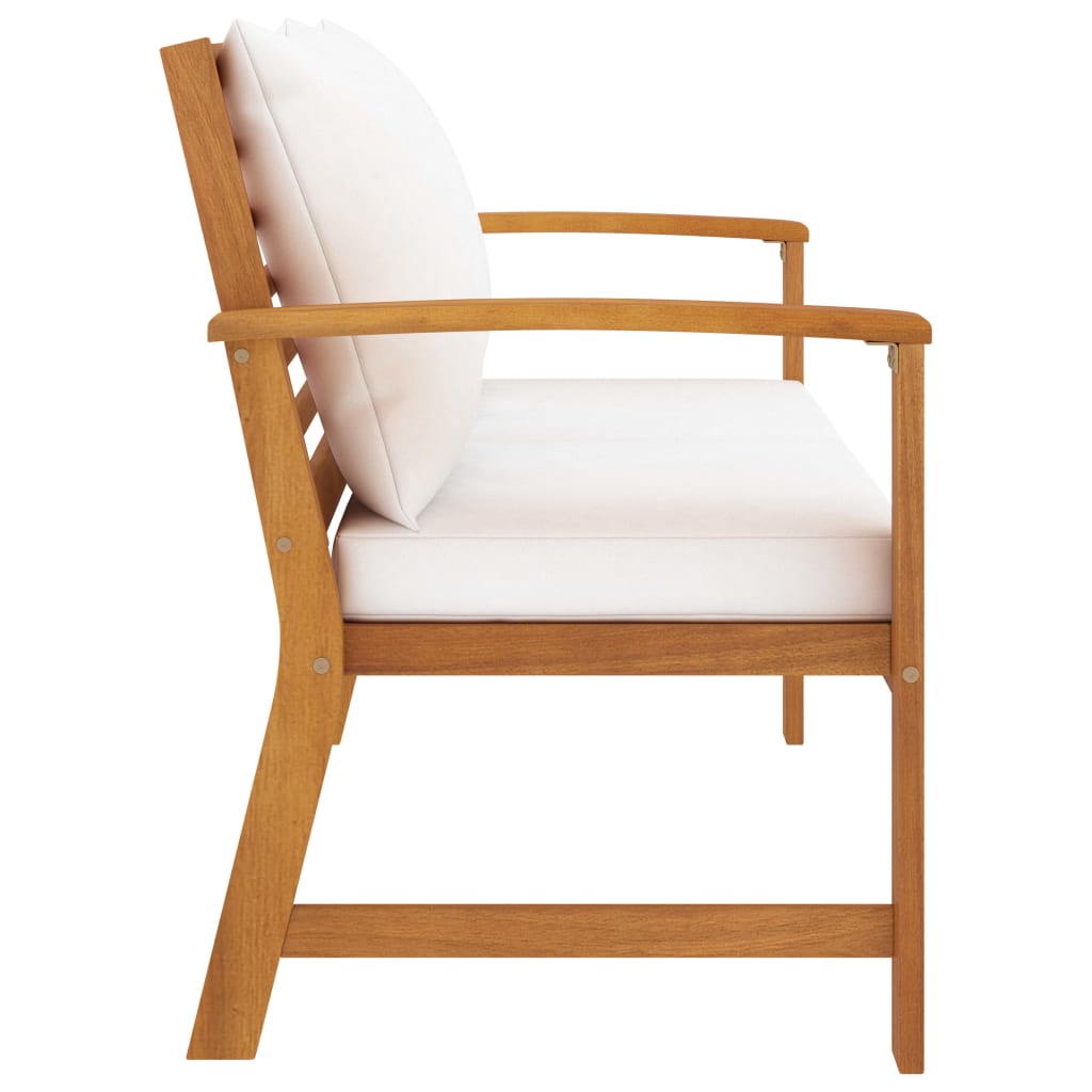 Banc de jardin 120 cm avec coussin crème bois d'acacia massif
