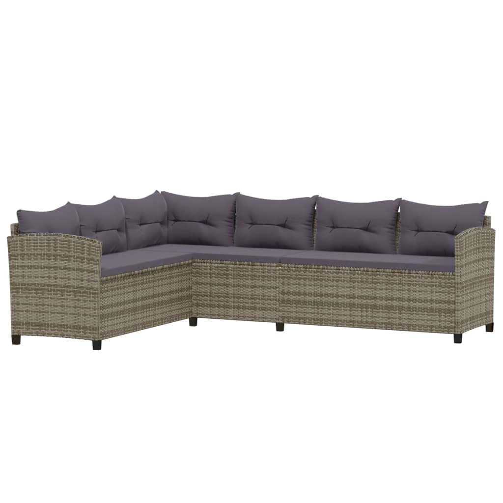 Salon de jardin 3 pcs avec coussins Résine tressée Gris