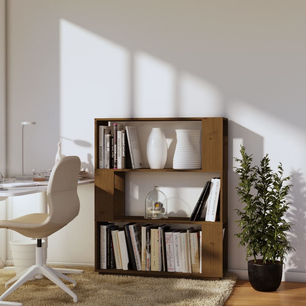 Bibliothèque/Cloison Marron miel 80x25x101 cm Bois massif