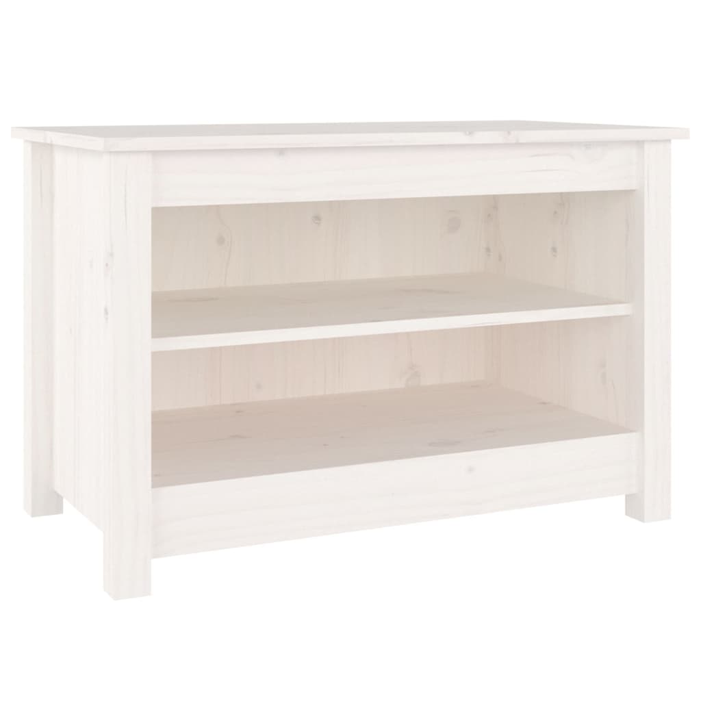 Banc à chaussures Blanc 70x38x45,5 cm Bois de pin massif