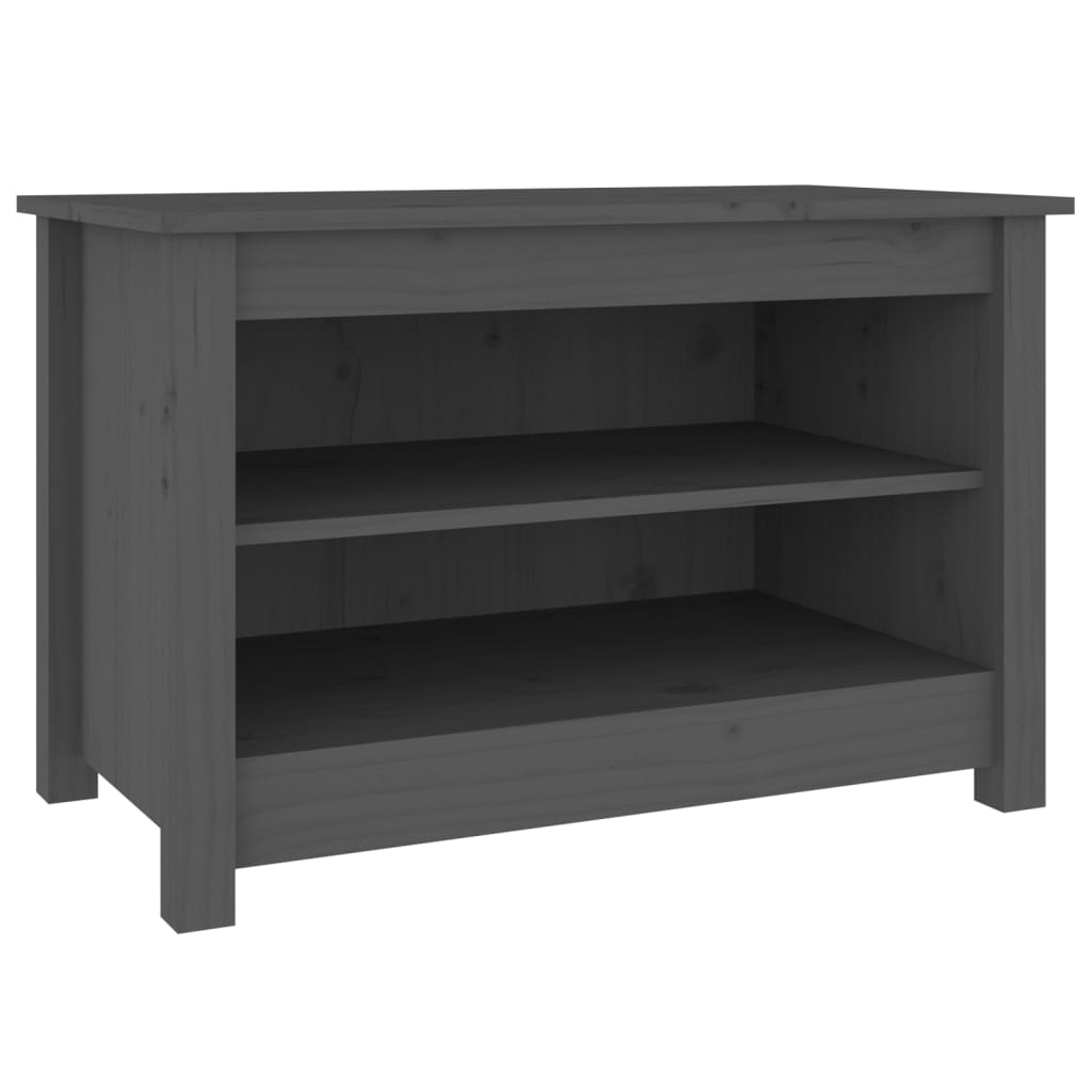 Banc à chaussures Gris 70x38x45,5 cm Bois de pin massif