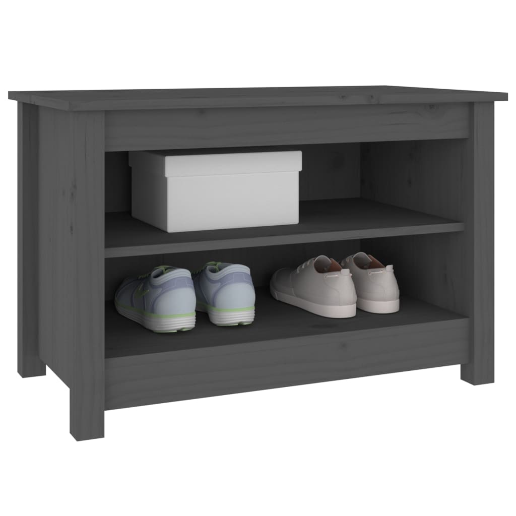 Banc à chaussures Gris 70x38x45,5 cm Bois de pin massif