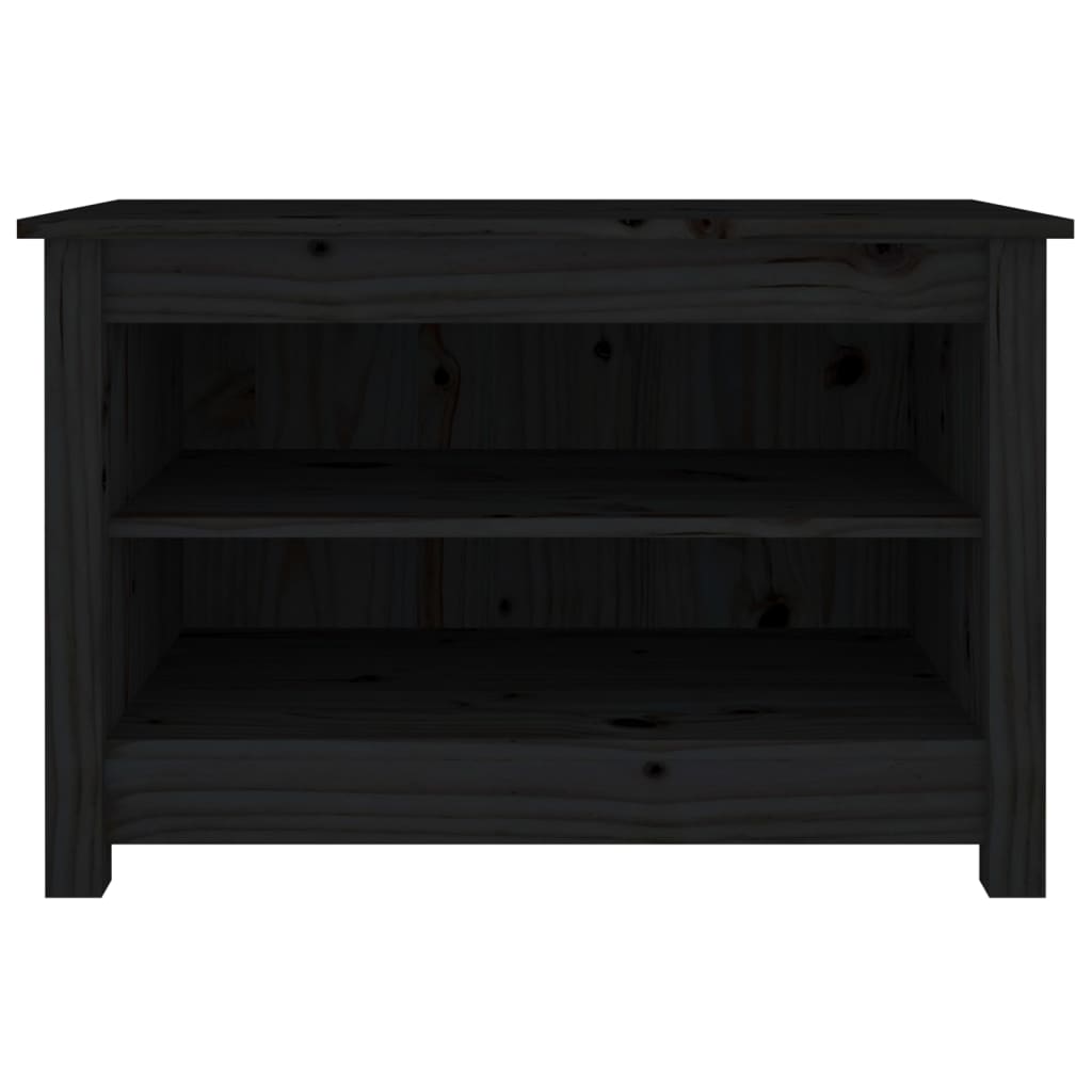 Banc à chaussures Noir 70x38x45,5 cm Bois de pin massif