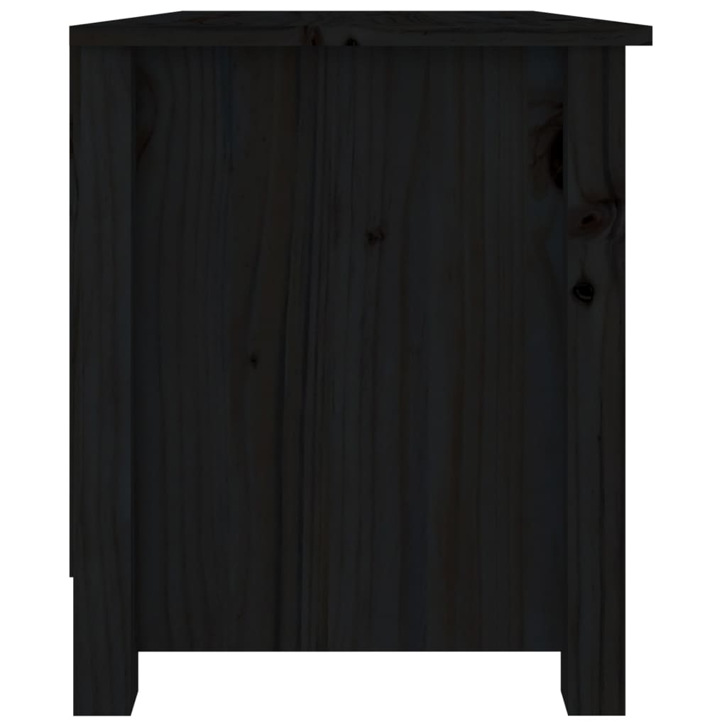 Banc à chaussures Noir 70x38x45,5 cm Bois de pin massif