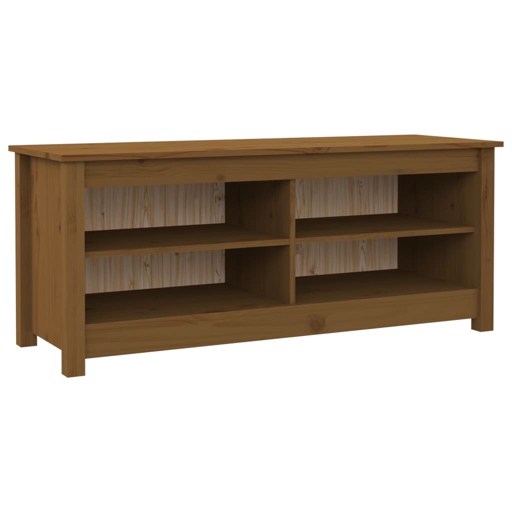 Banc à chaussures Marron miel 110x38x45,5 cm Pin massif