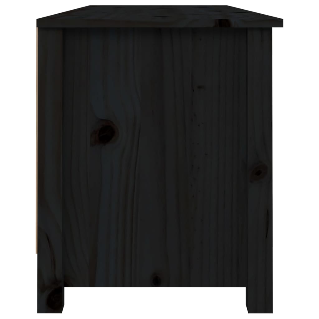 Banc à chaussures Noir 110x38x45,5 cm Bois de pin massif