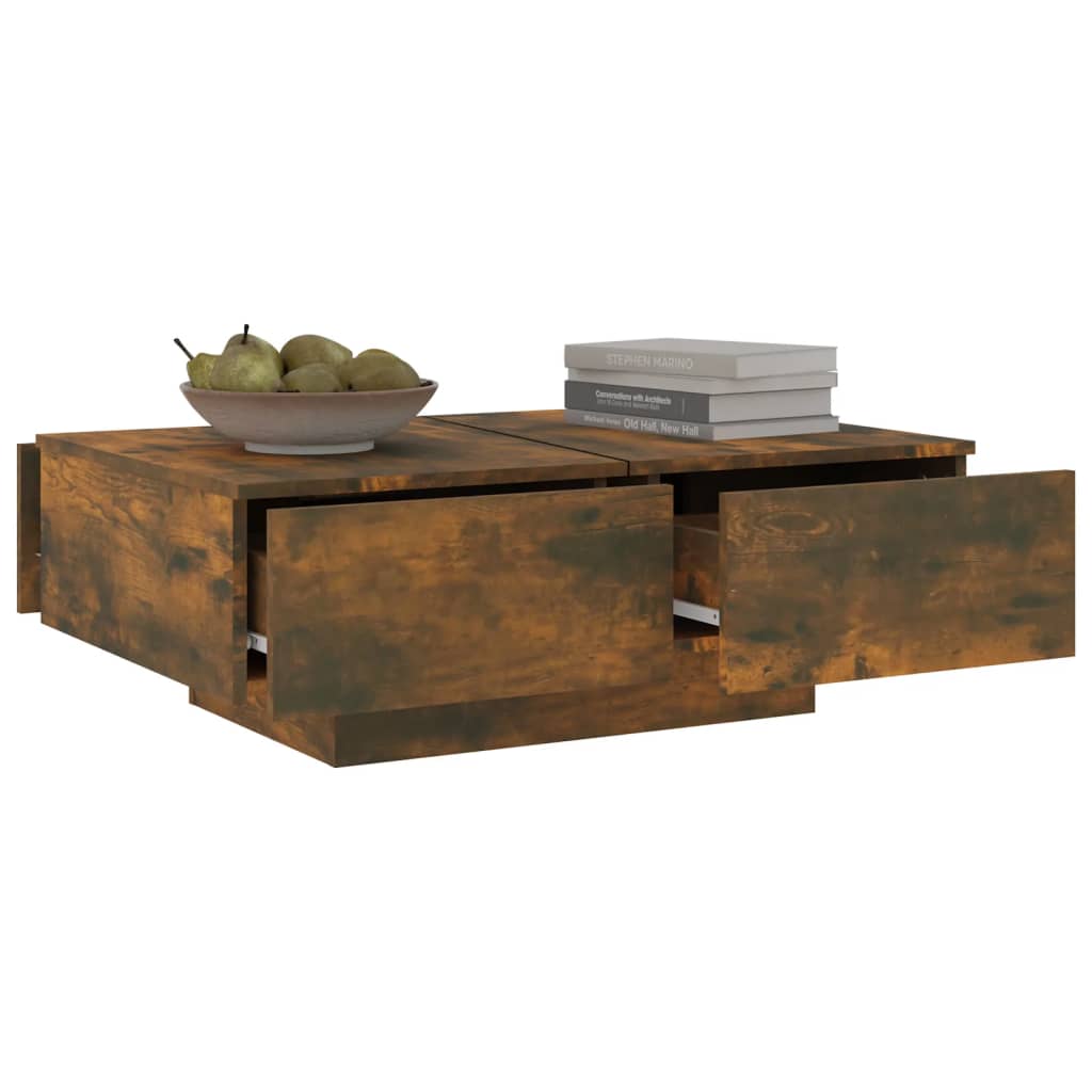 Table basse Chêne fumé 90x60x31 cm Bois d'ingénierie