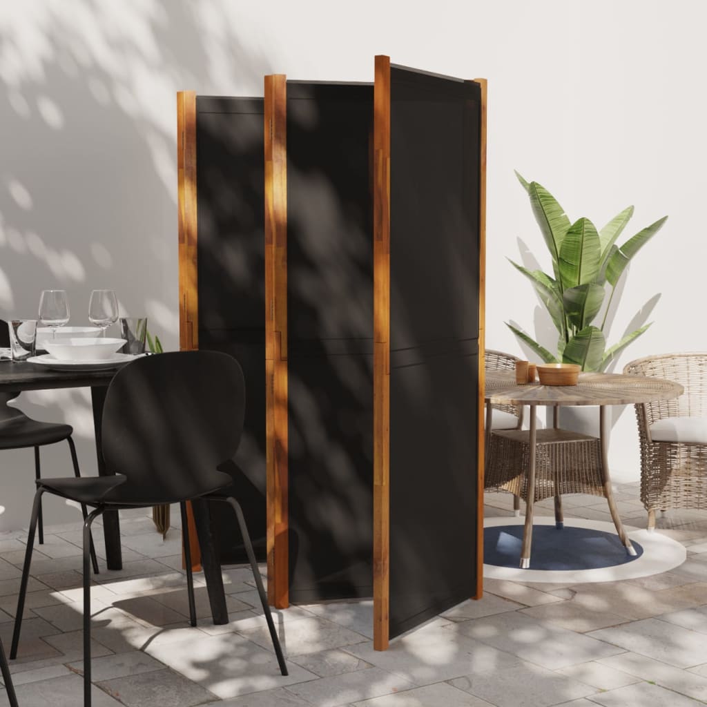 Cloison de séparation 5 panneaux Noir 350x180 cm