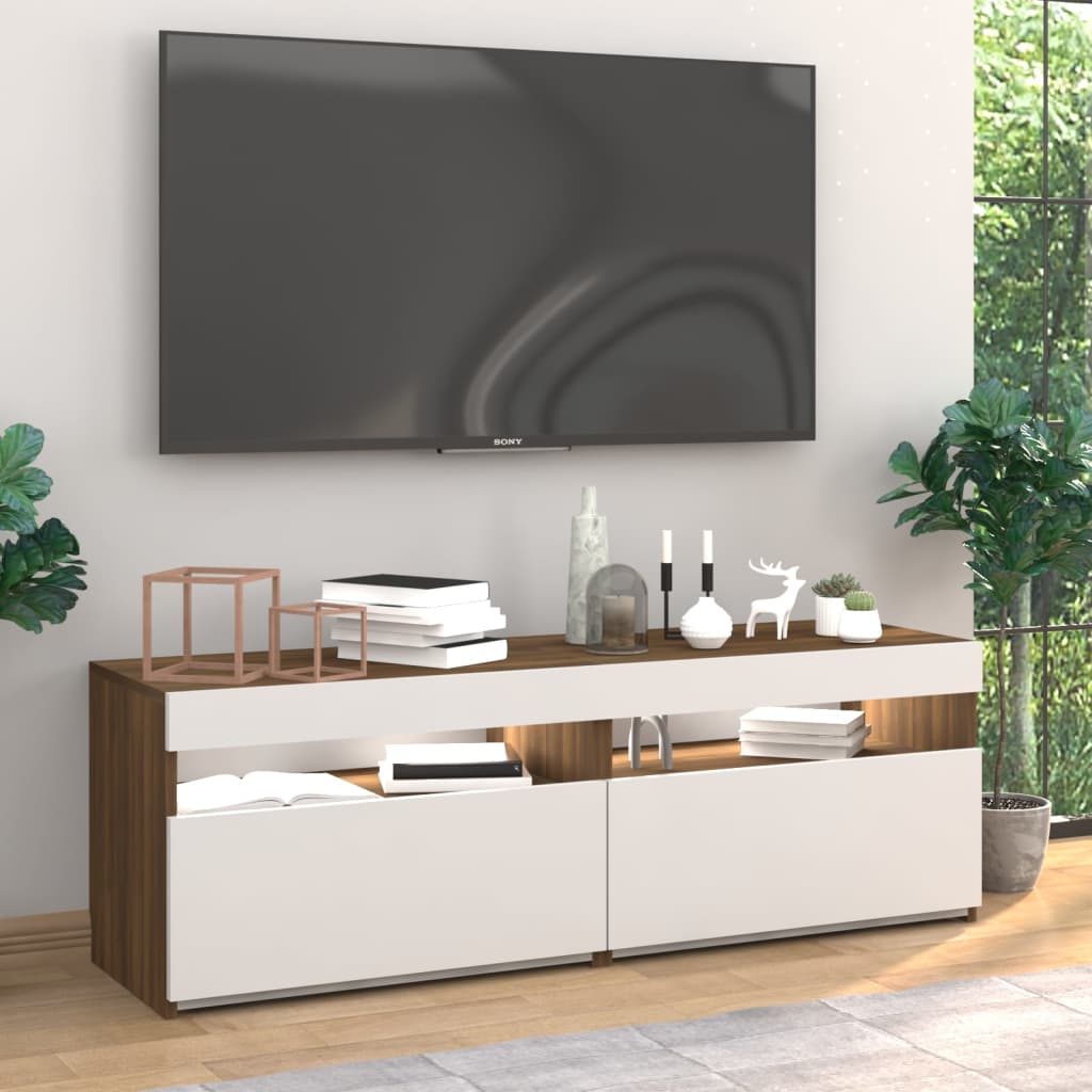 Meubles TV 2 pcs avec lumières LED Chêne marron 60x35x40 cm