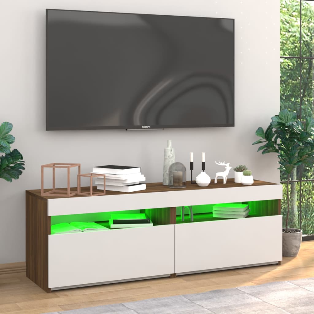 Meubles TV 2 pcs avec lumières LED Chêne marron 60x35x40 cm