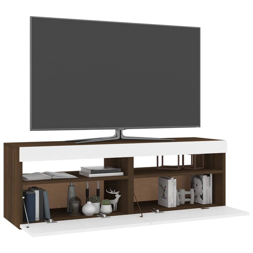 Meubles TV 2 pcs avec lumières LED Chêne marron 60x35x40 cm