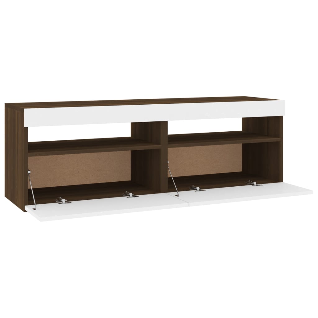 Meubles TV 2 pcs avec lumières LED Chêne marron 60x35x40 cm