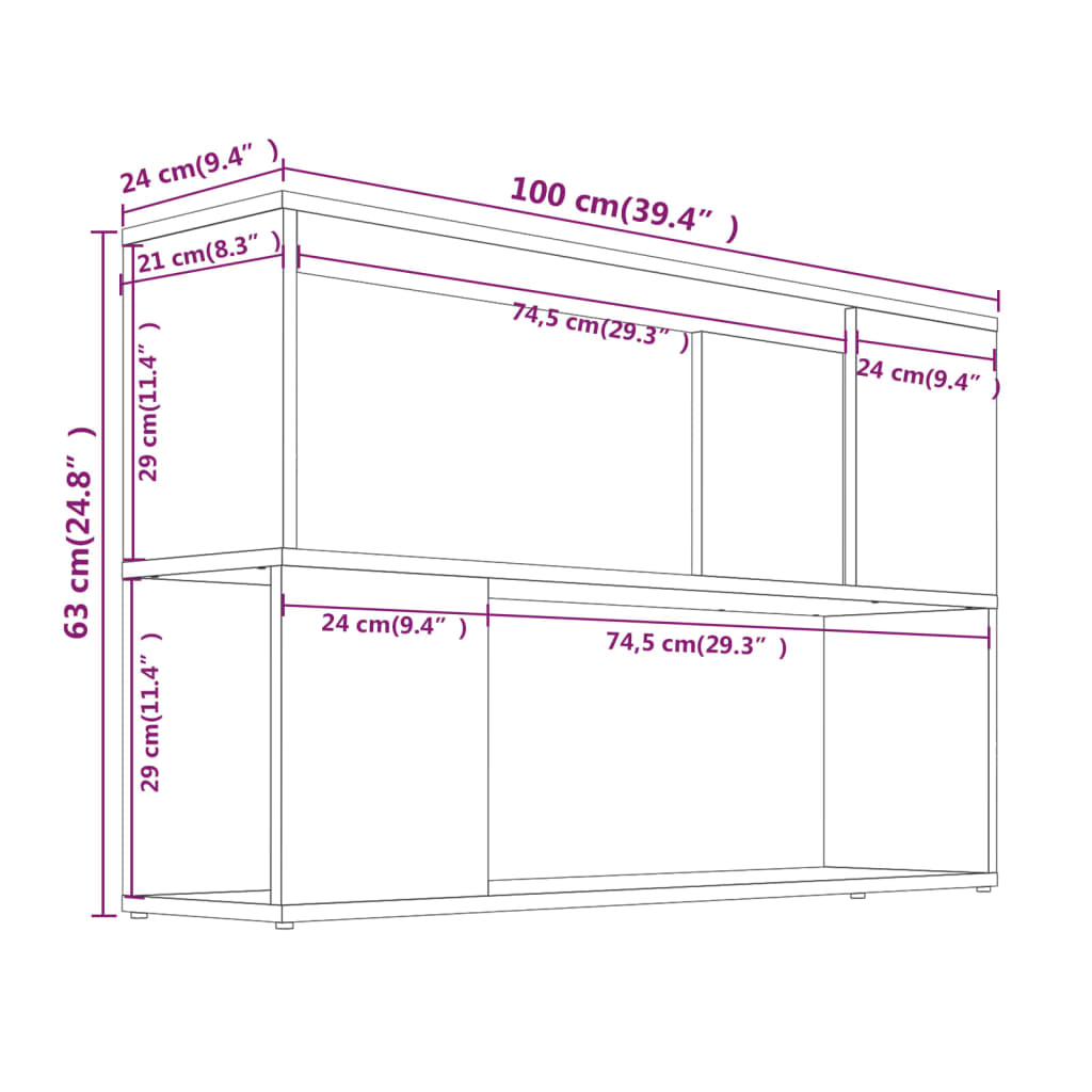 Bibliothèque Sonoma gris 100x24x63 cm Bois d'ingénierie