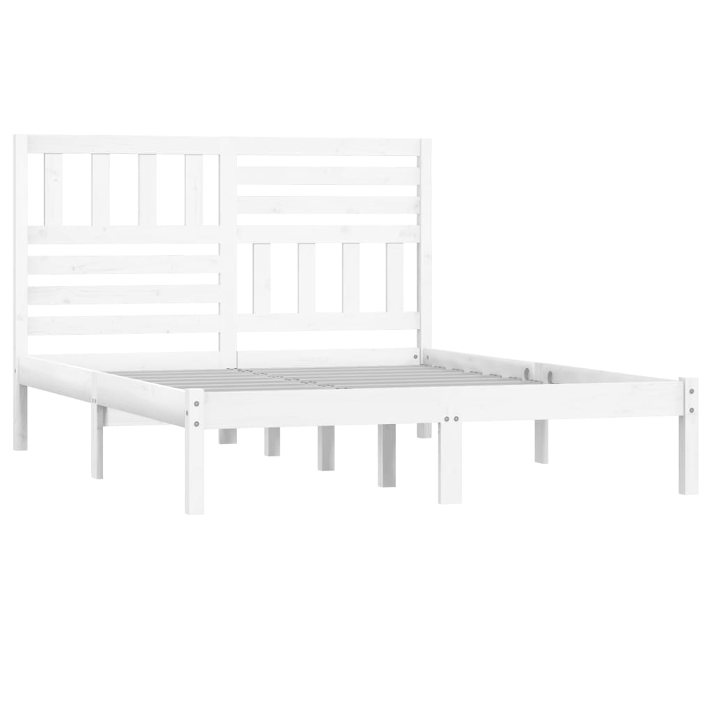 Cadre de lit Blanc Bois de pin massif 160x200 cm