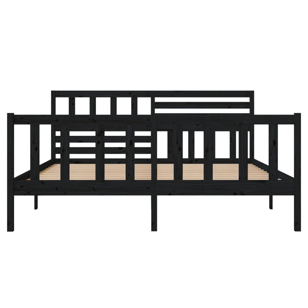 Cadre de lit Noir Bois massif 140x190 cm