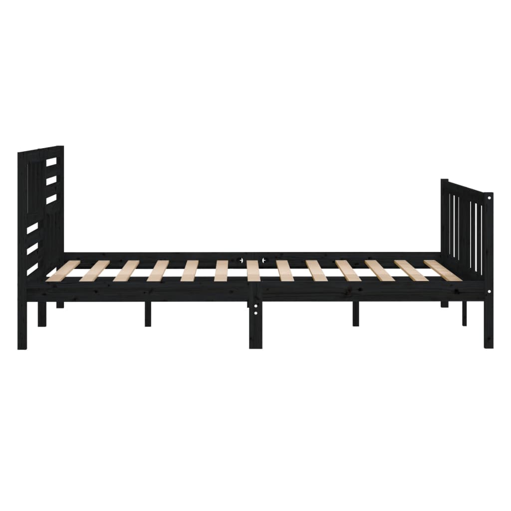 Cadre de lit Noir Bois massif 140x190 cm