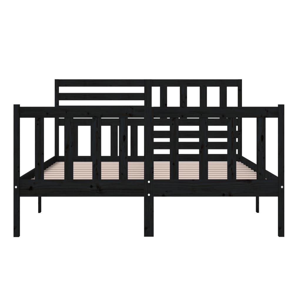 Cadre de lit Noir Bois massif 140x200 cm
