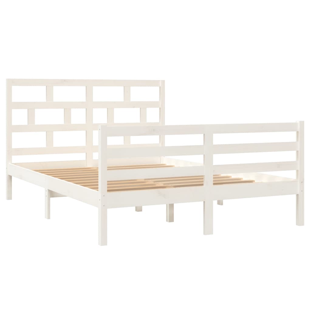 Cadre de lit Blanc Bois massif 140x200 cm