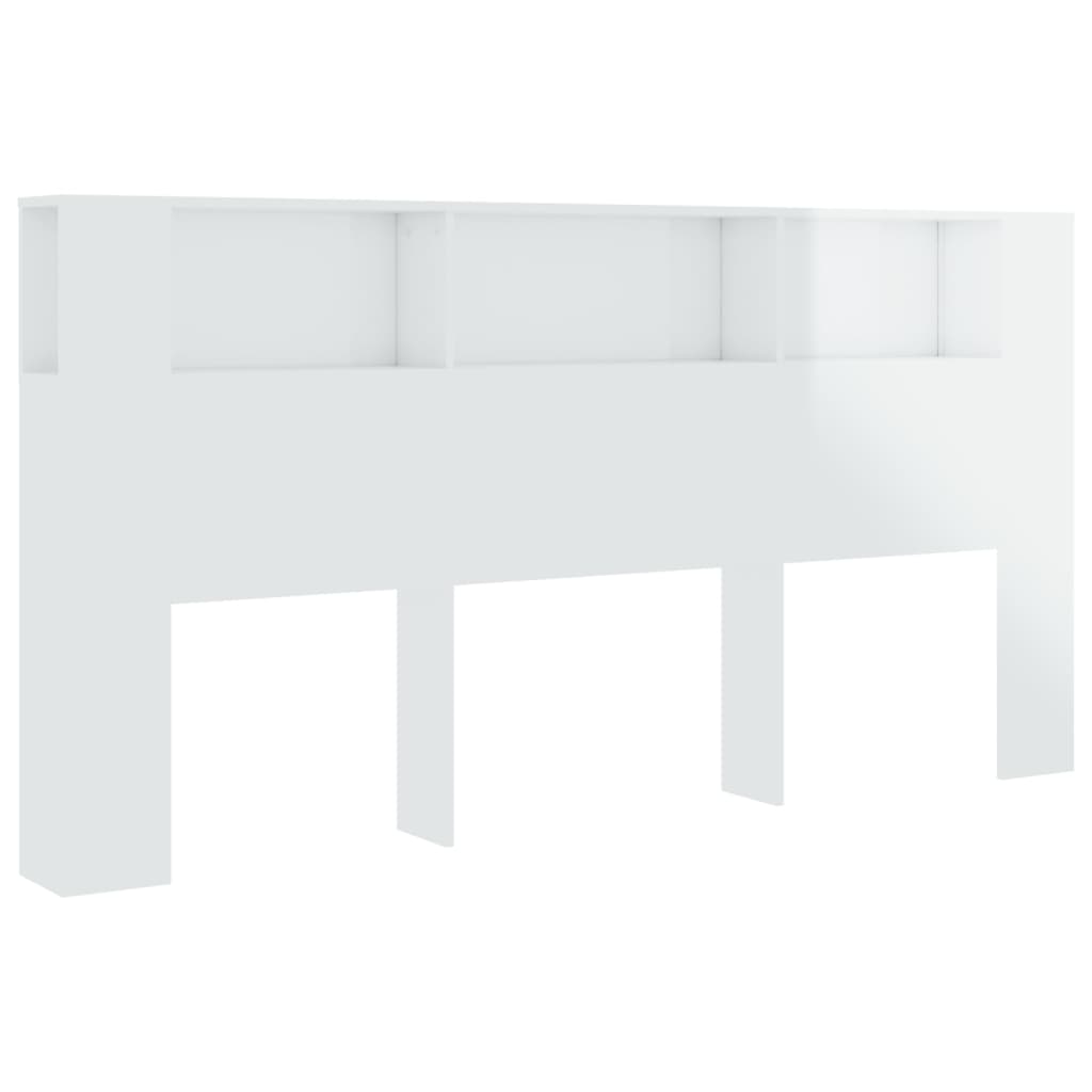 Armoire de tête de lit Blanc brillant 200x18,5x104,5 cm