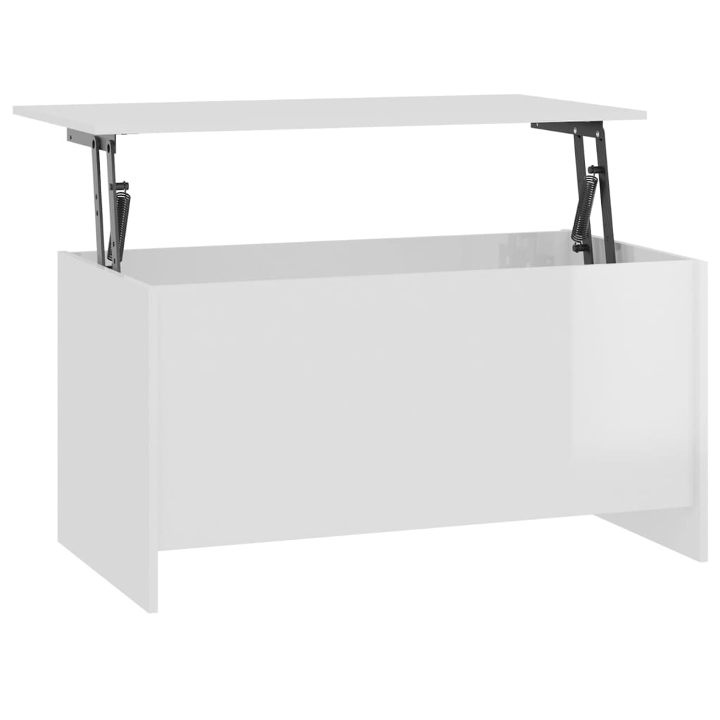 Table basse Blanc brillant 102x55,5x52,5 cm Bois d'ingénierie