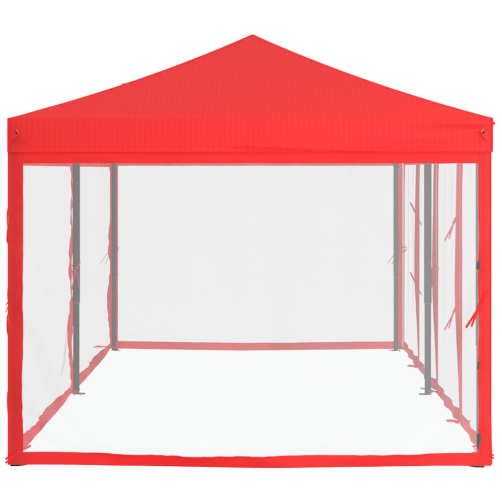 Tente de réception pliable avec parois Rouge 3x6 m