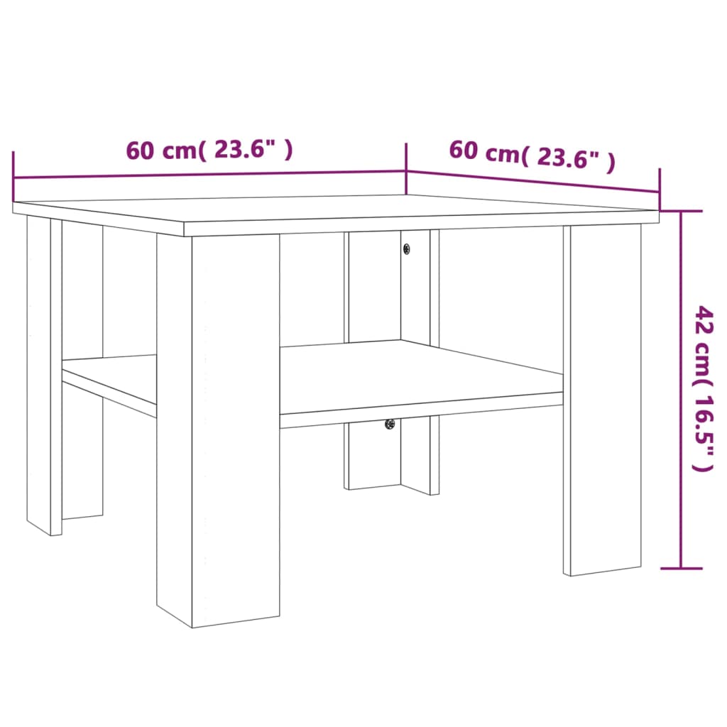 Table basse Chêne fumé 60x60x42 cm Bois d'ingénierie
