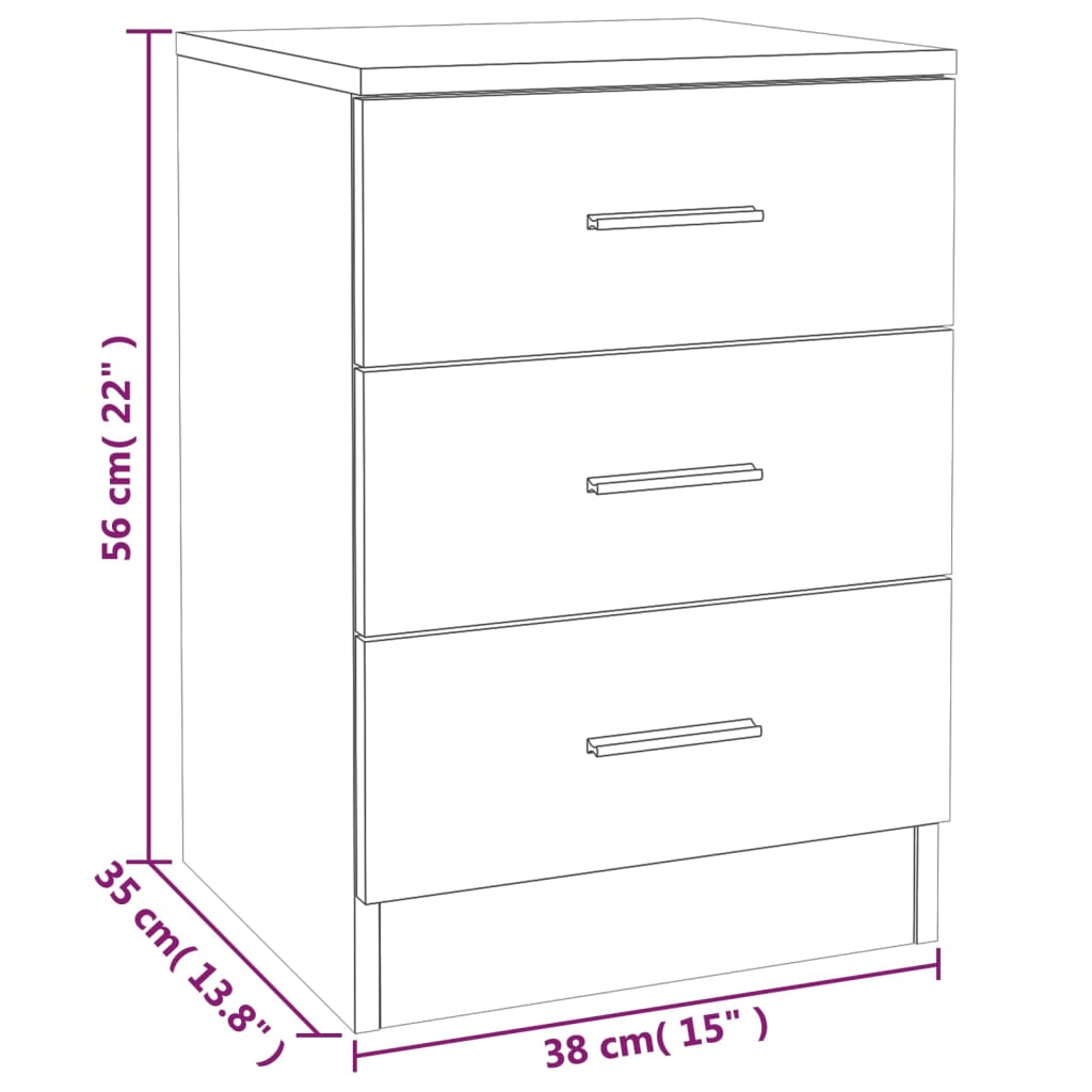 Tables de chevet 2 pcs Chêne fumé 38x35x56 cm Bois d'ingénierie