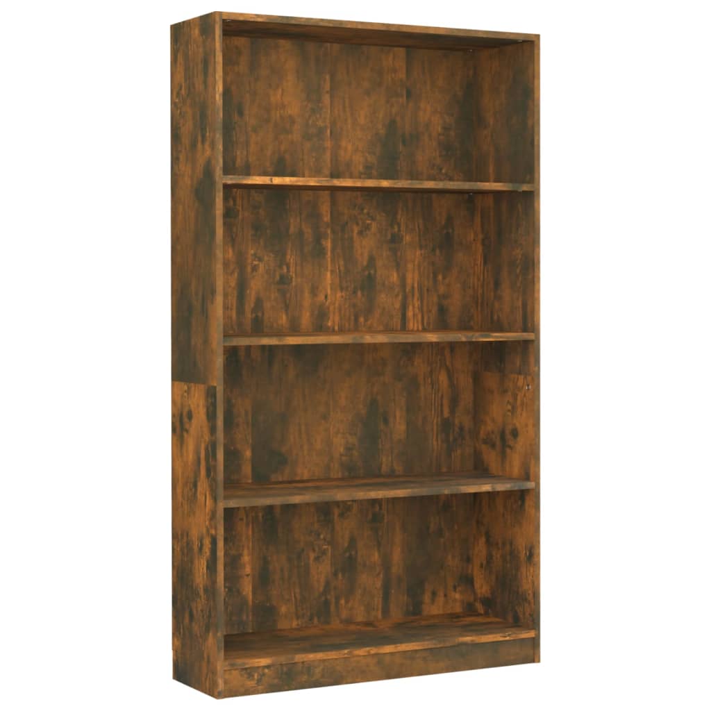 Bibliothèque 4 niveaux Chêne fumé 80x24x142cm Bois d'ingénierie